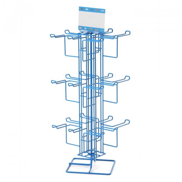Présentoir de comptoir tourniquet avec 4 faces de 6 broches fixes